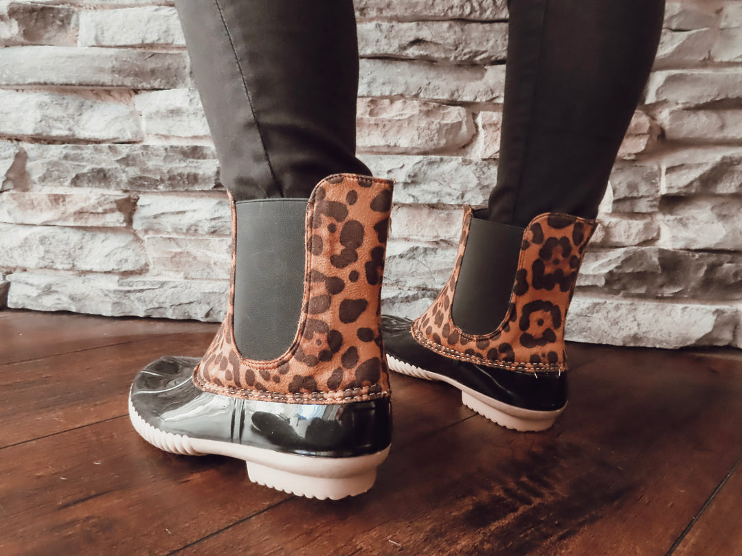 Leopard print rain booties online